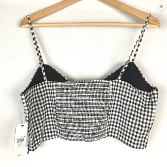 NEW Guess Black White Gingham Crop Top Size XL Retro Style Nostalgia Casual - Picture 2 of 6